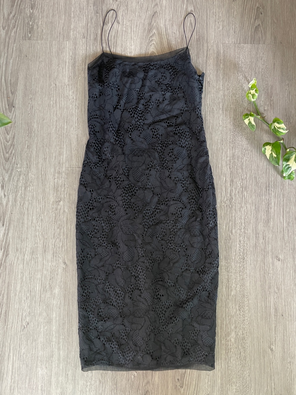 Pinko Black Rebrode Lace Midi Dress - Size 4 - Made in Italy